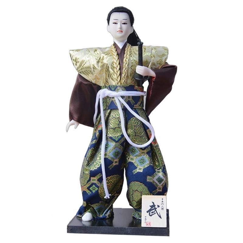 Traditional Japanese Samurais Dolls with Kimonos Figurine In Kimonos for Decoration