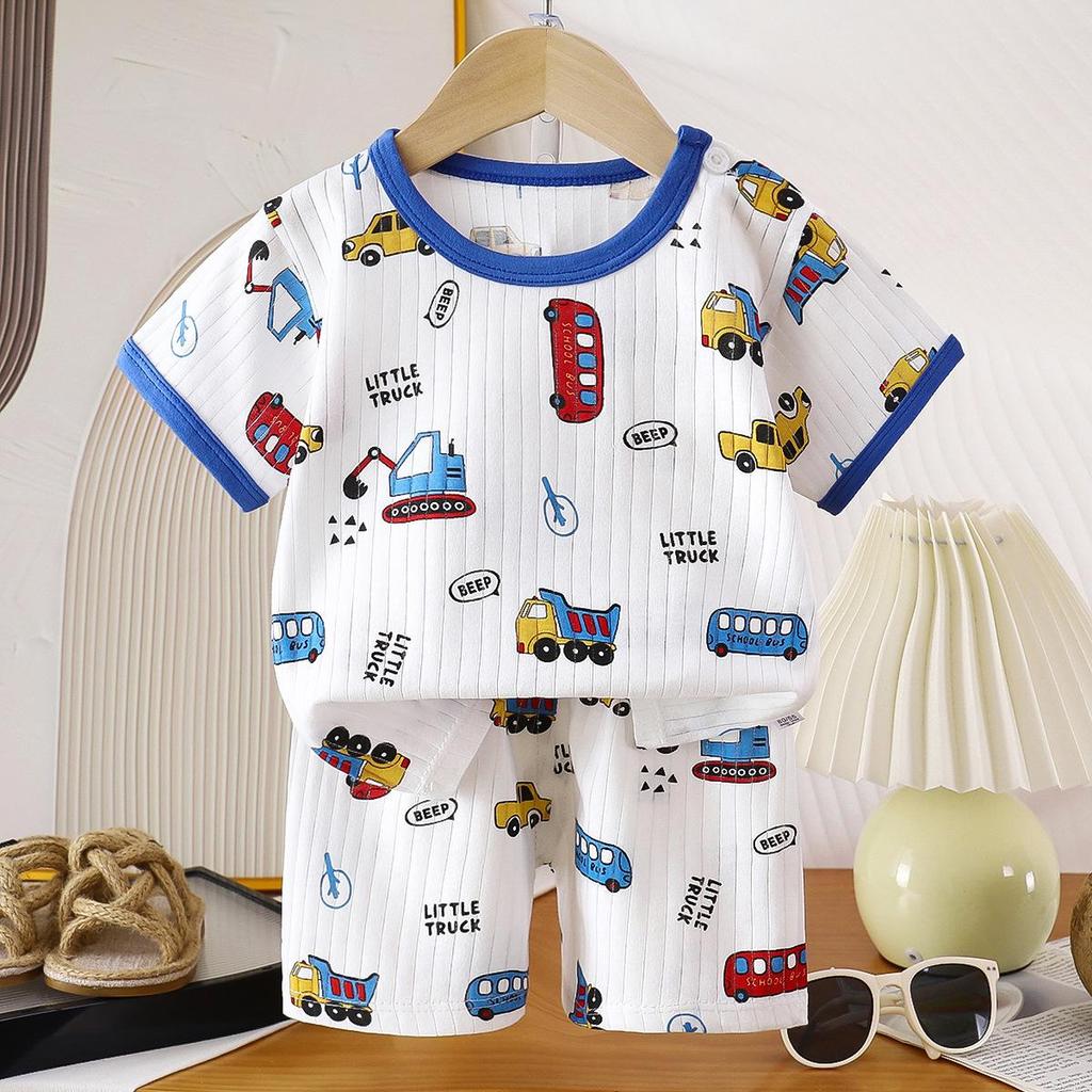 Kids' Cotton Short-Sleeved Set: Korean Style Summer Two-Piece for Girls and Boys