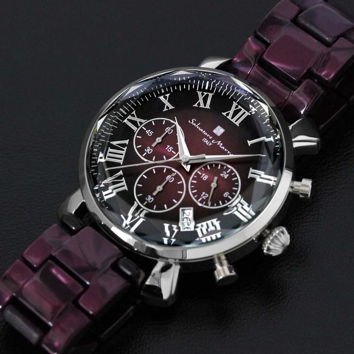 [Salvatore Marra] Watch Chronograph Multi-faceted Glass Acetate Band Gradient Men's Purple SM19104A-SSPL