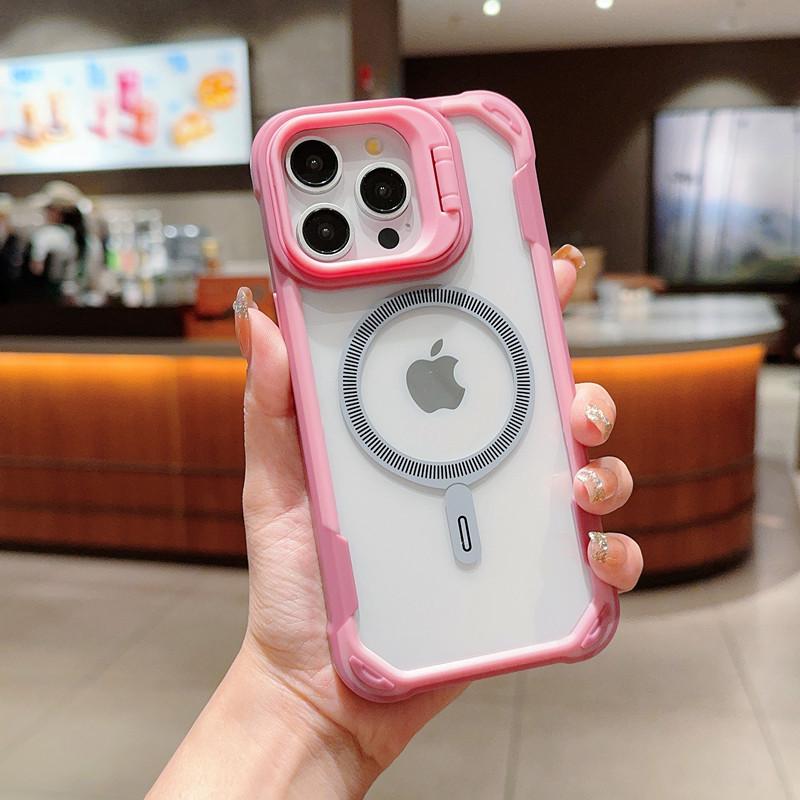 iPhone 16/17 Pro Max Oracle Bone Shield Magnetic Stand Case 14 розовый