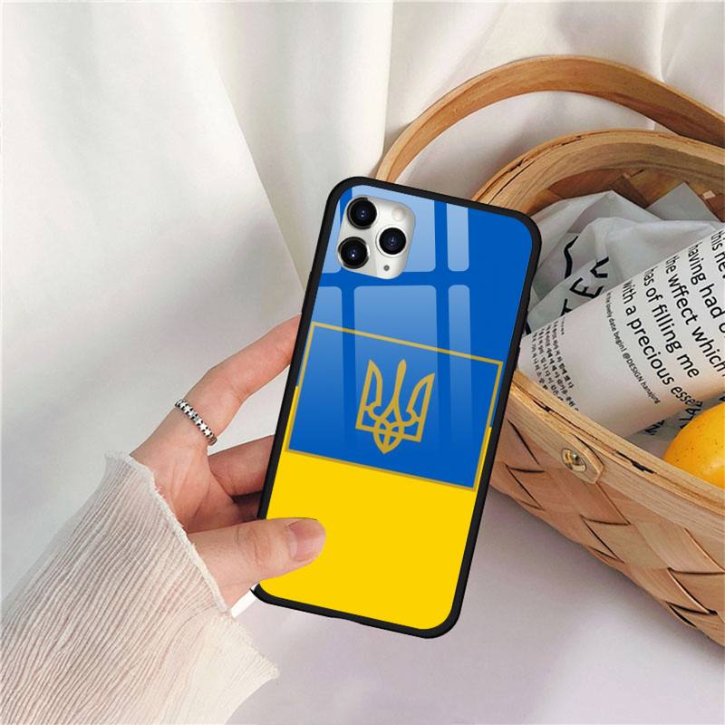 

Прапор України Phone Case Tempered glass для iPhone 11 12 13 mini pro XS MAX 8 7 6 Plus X XS XR iPhone11PROMAX