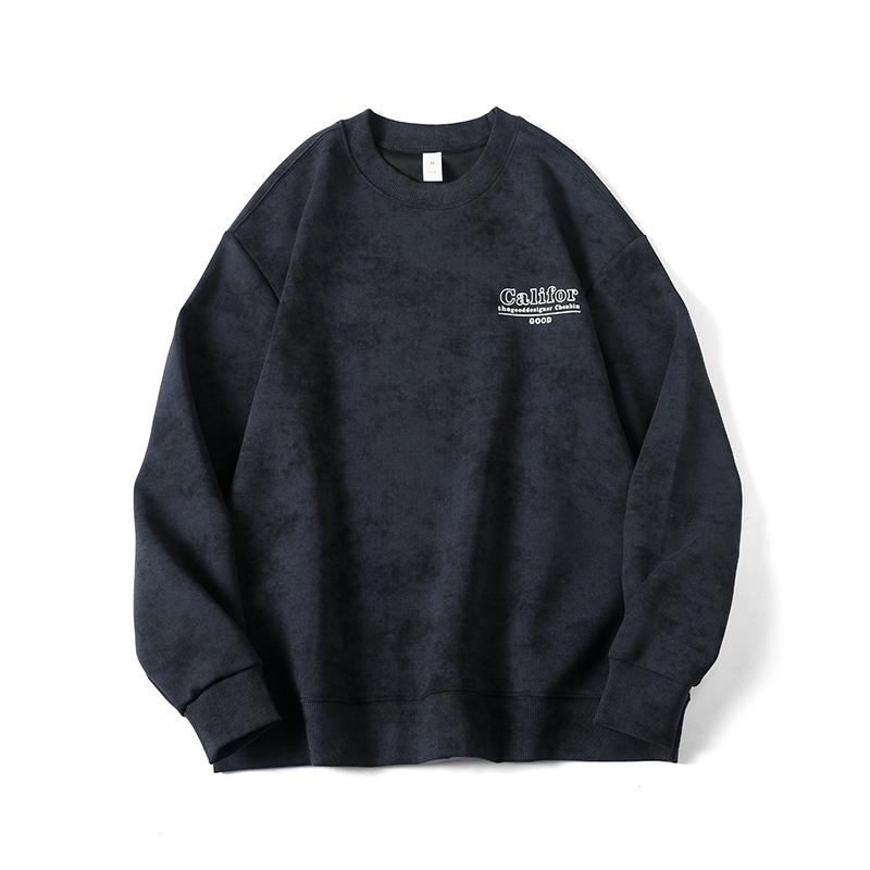 

Осенний тяжелый ретро-свитер с принтом, мужская американская модная брендовая свободная рубашка с длинными рукавами и круглым вырезом большого размера 4XL