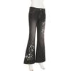 Women's Pant  Botanical Floral Embroidery Slim Thin Spice Girls Fashion Retro Hundred Old Do Old Casual Flare Jeans