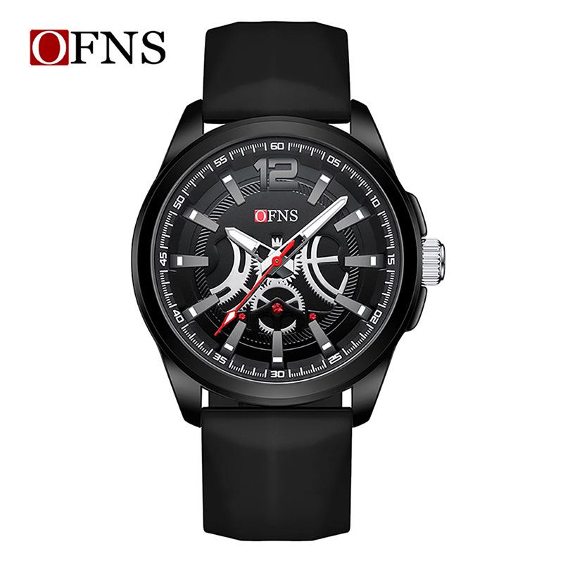 OFNS Men s Waterproof Luminous Sports Silicone Strap Watch with Creative Dial Design