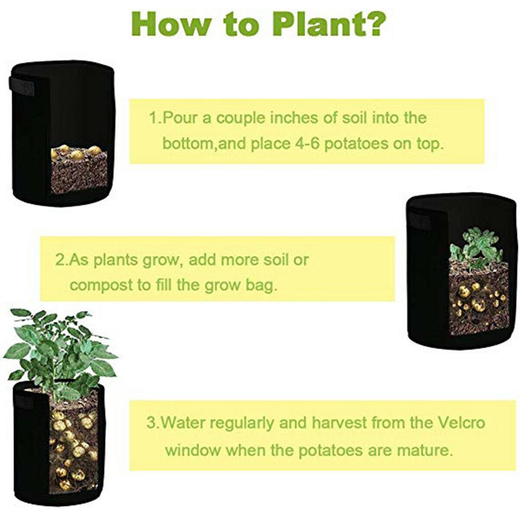 7Gallons Nonwoven Potato Growing Bags Fabric Vegetables Planter Gardening Bags