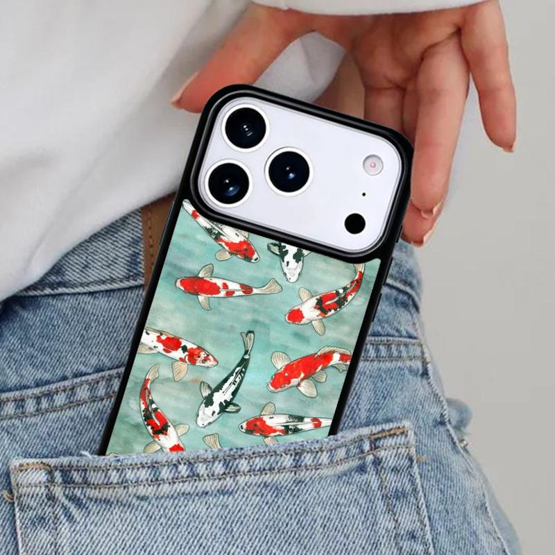Japanese Koi Fish Phone Case for iPhone 16e 15 14 13 12 17 Pro Max Plus Air 17pro Cover Coque