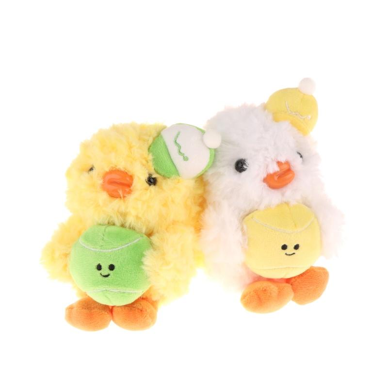 1Pc Cute Sitting Tennis Duck Plush Doll Bag Pendant Keychain Cartoon Pendant Doll Toy