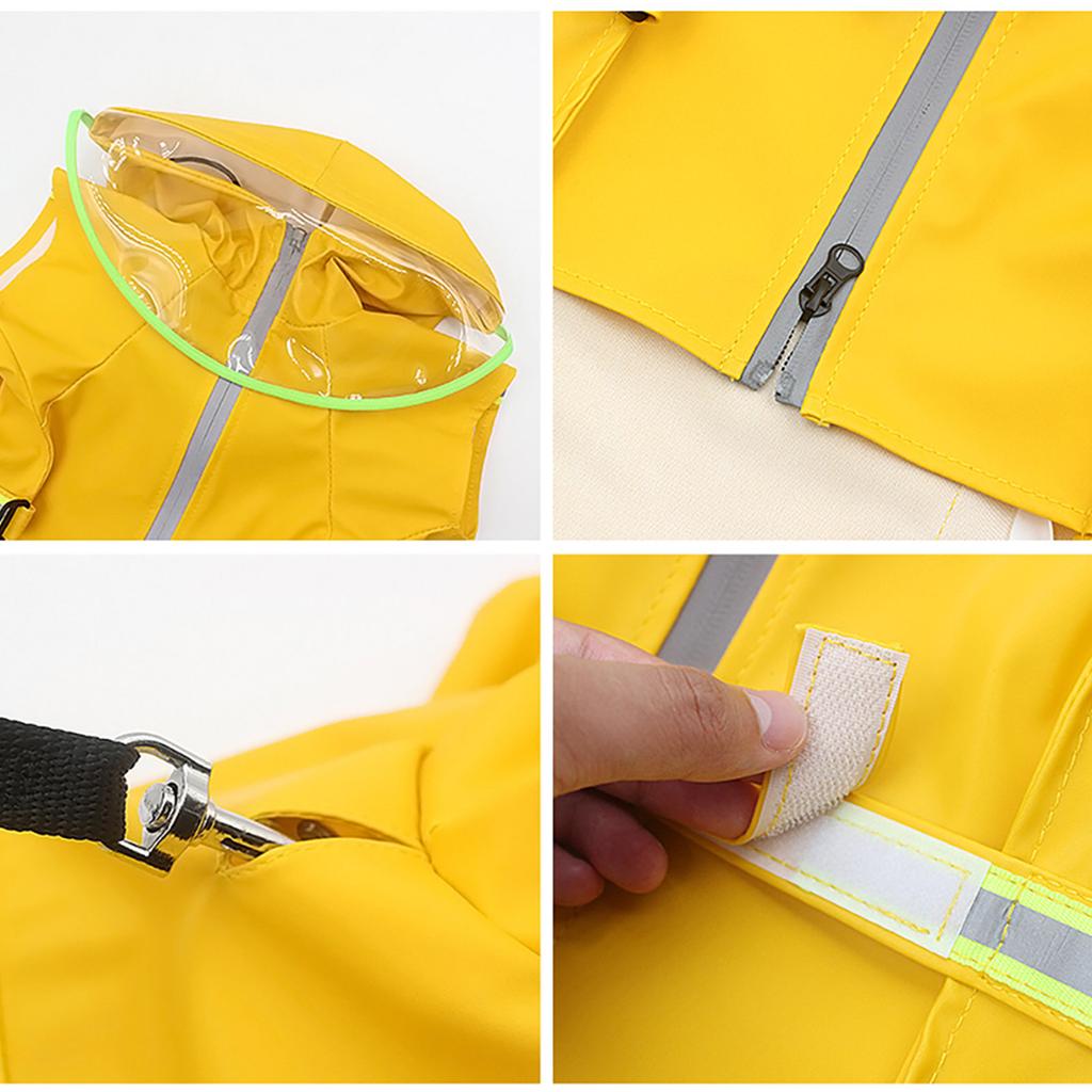 Pet Raincoat Reflective Large Dog Raincoat Cloak Type Transparent Rain Cap Dog Raincoat Zippered Pet Coat Dog Windproof