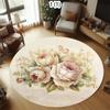 Rose Bouquet Pattern Round Area Rug Elegant Retro Style Non-Slip Floor Mat for Living Rooms Home Decor Areas