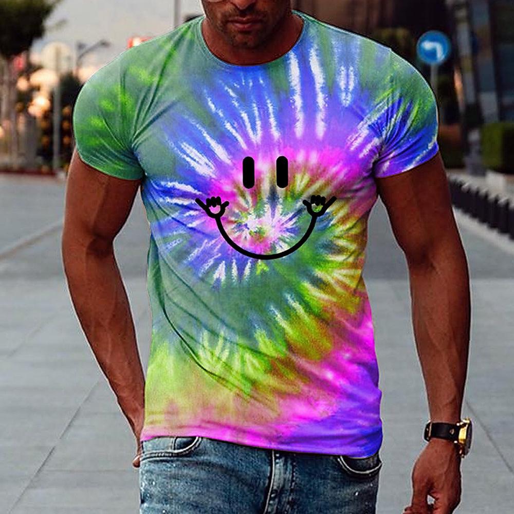 Boutique Summer Sports Fitness Breathable Men's Undershirt Short Sleeve 3D Graffiti Printed Round Neck Casual T-Shirt Hot Sale