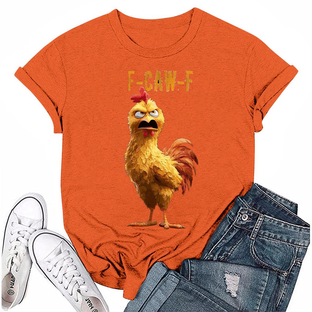 Women's  Group 2D Printed Round Neck Short Sleeve Top