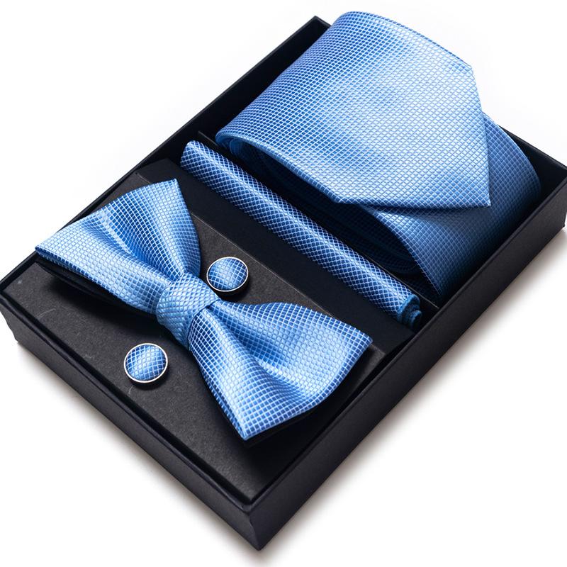 Men'S Business Dress Party Tie Gift Box Fashion Tie Square Scarf Combination Set Tie Bow Tie Set