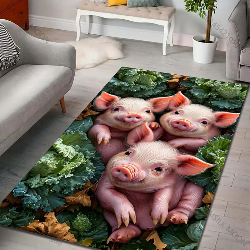 The Three Little Pigs in the Garden Carpet for Living Room Bedroom Bathroom Mat Creative Doormat Sofa Table Home Decor Area Rug