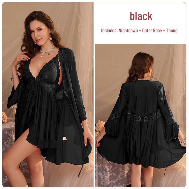 Elegantes Damen Sommer-Camisole-Kleid & Nachthemd-Set mit Spitzenbesatz und Brustpolstern