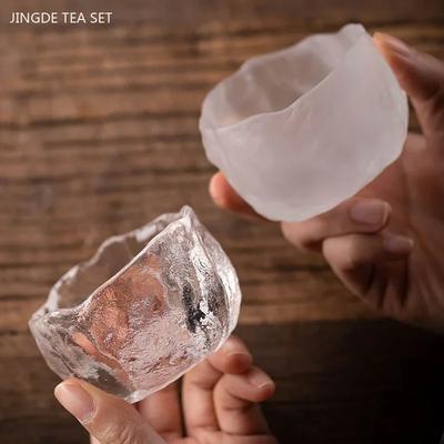 1Pc Japanese Glass Tea Cup Portable Personal Single Cup Tea Set Accessories Lotus Teacup Custom Household Drinkware