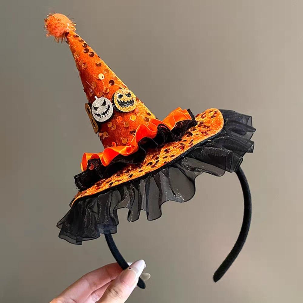 Pumpkin Halloween Witch Hat Headband Spider Cone Hat Hair Hoop Photo Props