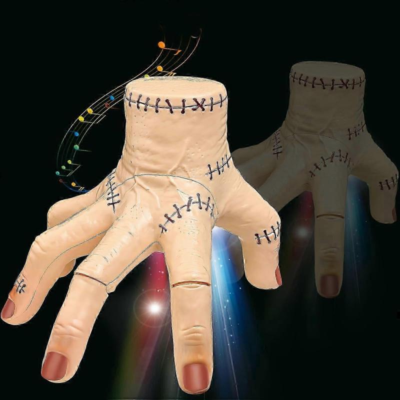Electric Crawling Fake Hand, Addams Thing Hand with Music & Lights, Halloween Props Decor, Funny Joke Toys Gift for Kids Adults