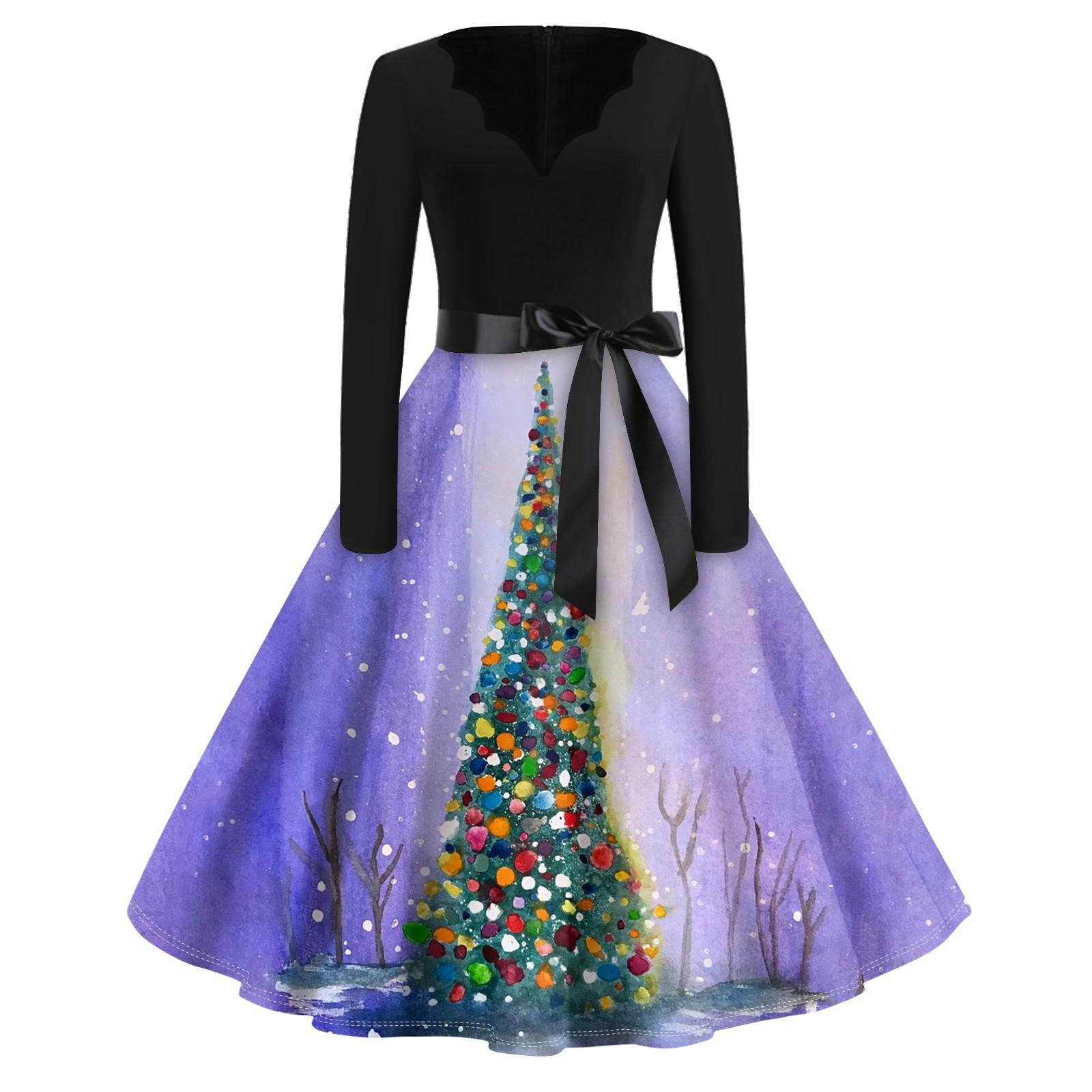 Женское повседневное модное длинное платье с V-образным вырезом и длинным рукавом — фото 7