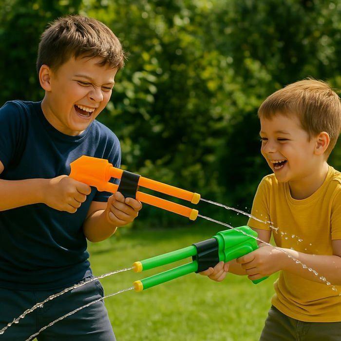 Children's Water Gun Double Tube Length 42 Cm Random Color for Outdoor Games and Water Battles