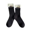 Japanese Style Women Y2K Girl Cotton Crew Socks Harajuku Sweet Love Label Colorblock Ribbed Knit Middle Tube Calf Socks