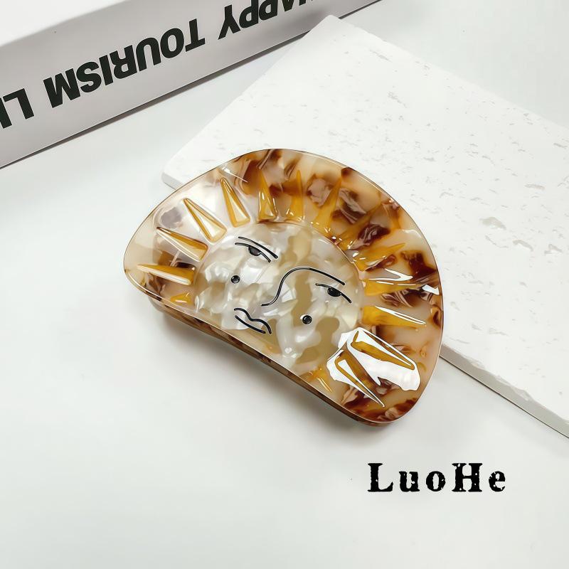 Luohe Jewelry Retro Star Claw Hair Clip - Acetate High Texture Fashion Accessory for Women