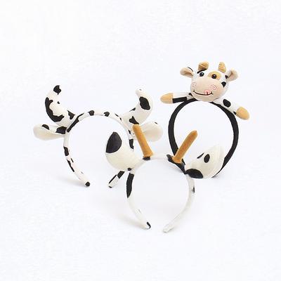 Niedliches Cartoon Plüsch Kuh Ohren Stirnband mit Glocken Schleife Lolita Haarreif Kawaii Tier Party Cosplay Kopfschmuck