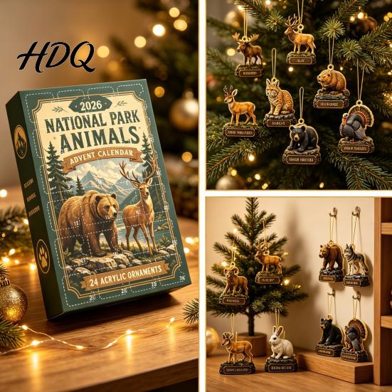 Christmas Advent Calendar Blind Box National Park Animal Arrival Calendar 24 Days Acrylic Figures Cute