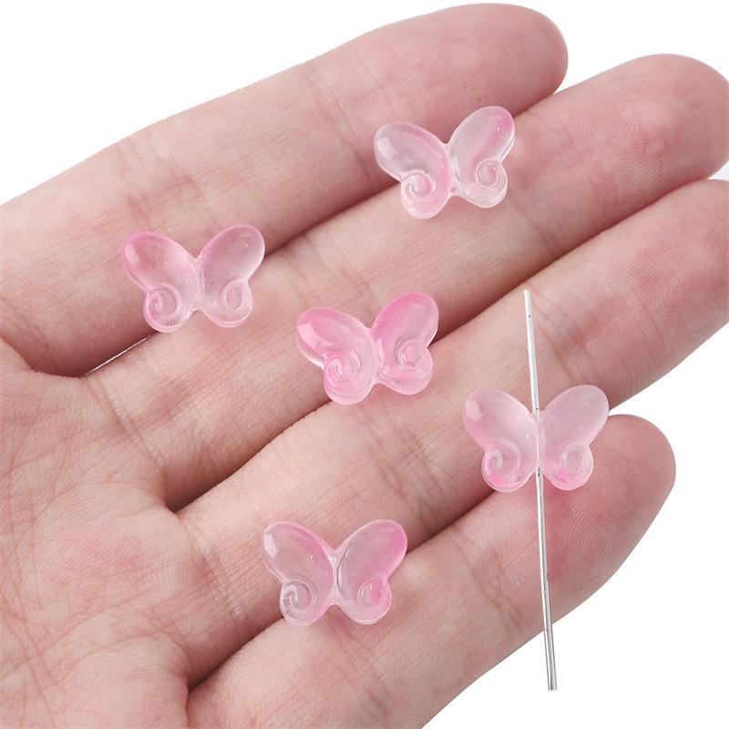 20 pezzi 10x14mm Perline a Forma di Farfalla in Vetro Imitazione per Spille e Nappe Fai da Te