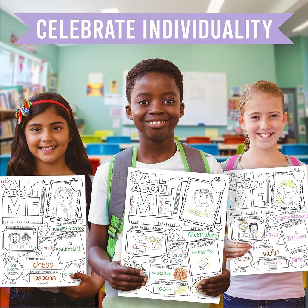 Hadley Designs All About Me Posters Elementary - 20 Star of The Week Poster, All About Me Posters Preschool & Kindergarten, Star Student Poster,