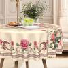 Pink Rose Pastoral Round Table Cloth, European Retro Table Cloth, Waterproof And Oil-Proof Household Round Table Cloth