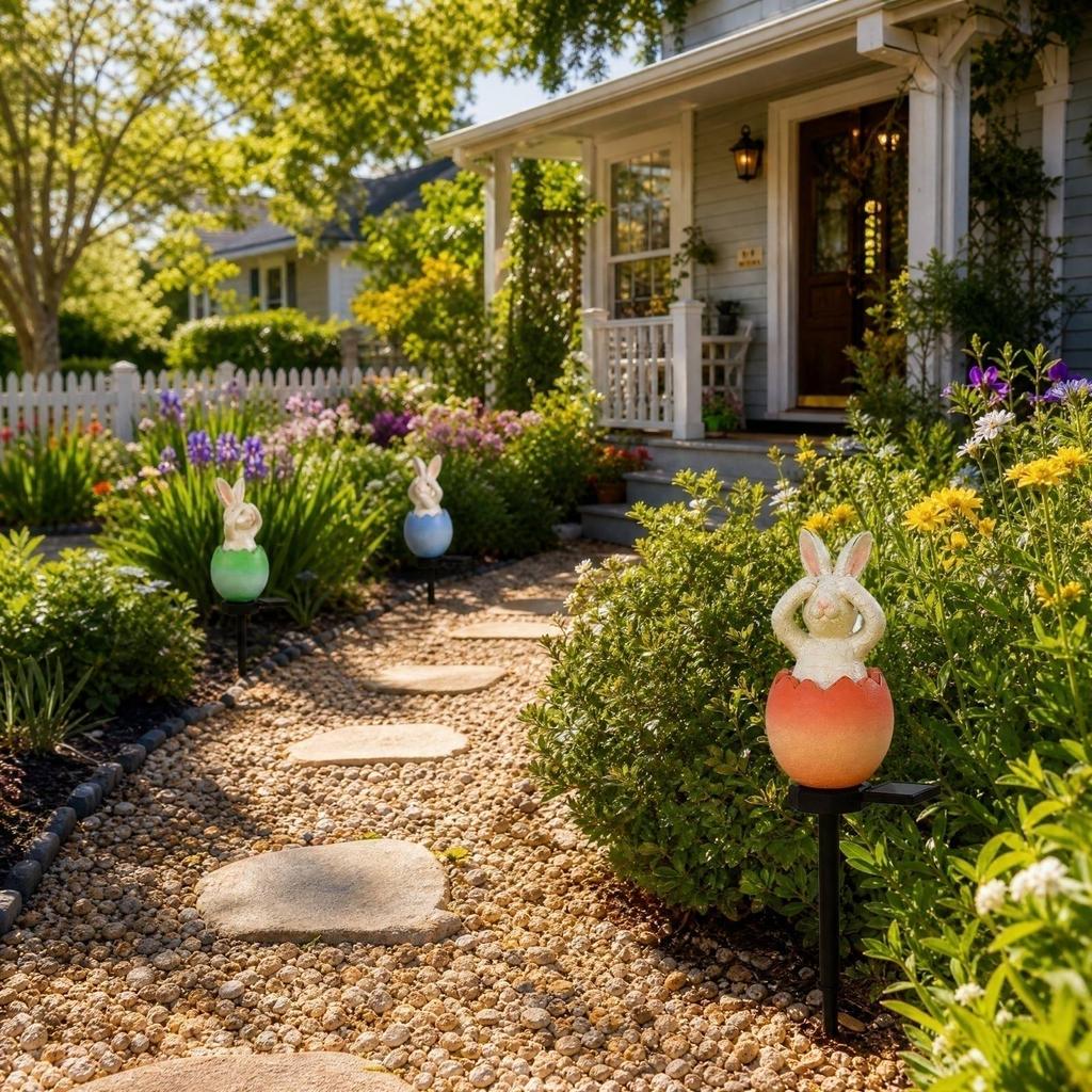 Resin Bunny Stake Light for Garden Decoration