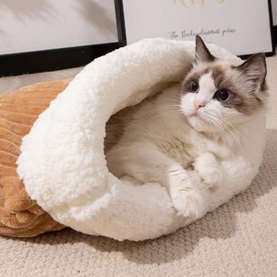 Rahat Kalınlaştırılmış Kedi Uyku Tulumu Yumuşak Cep Tipi Kedi Yatağı Sıcak Kapalı Kedi Yatağı Komik Evcil Hayvan Yuvası Sevimli Yuva Evcil Hayvan Malzemeleri