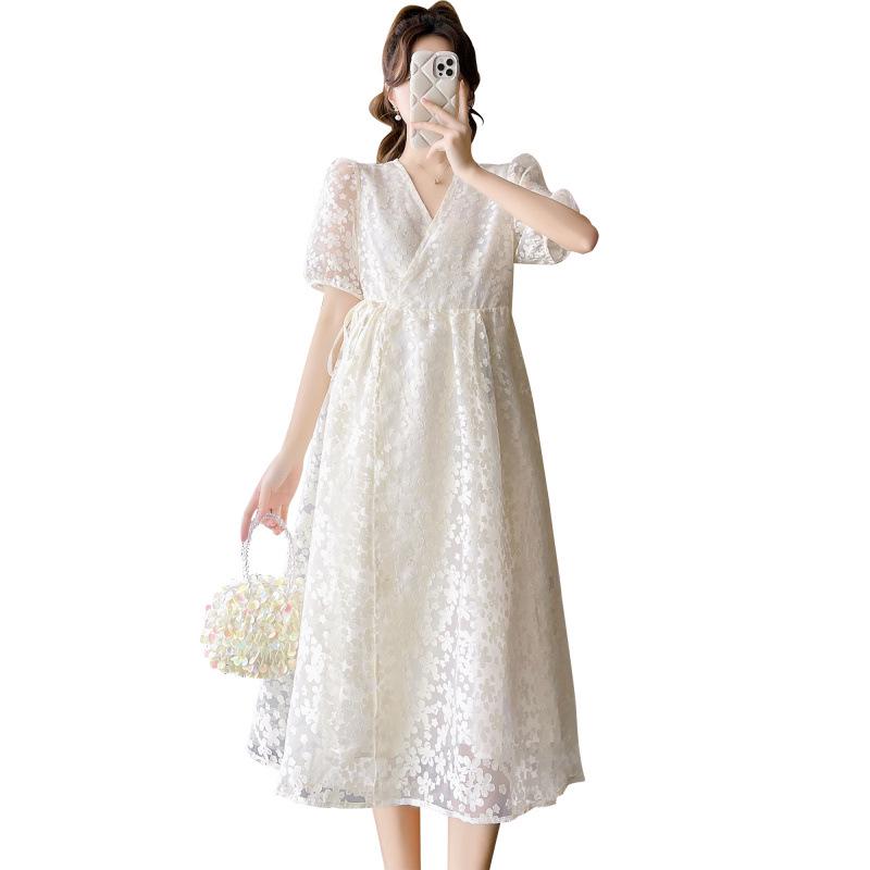 2026 Summer V-Neck Celebrity Short Sleeve Maternity Dress