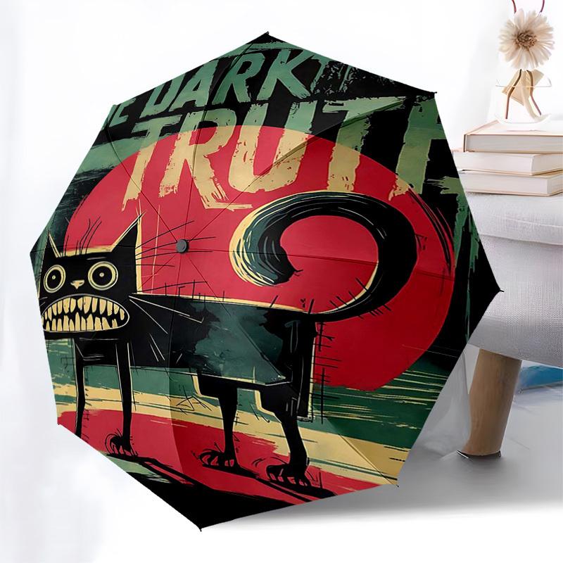 

1pc The Dark Truth: Automatic Opening/Closing Umbrella with Foldable Design, 8-Iron Frame, Outdoor Use, Festival Gift, Suitable for Fans, Travel, Dail