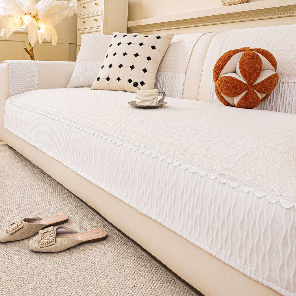 French Cream Style Sofa Cushion Fixed Anti Slip Straight Row Sofa Cover Fabric New All Season Universal Wear-resistant Fabric