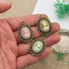 Antique Silver Oval Zinc Alloy Pendant With An Inlaid 18*25Mm Beauty Head Design, Hair Accessory Necklace, Diy Jewelry Accessory