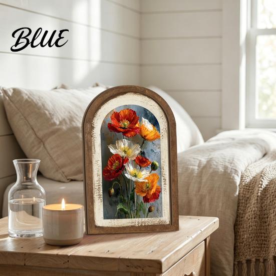 Clear Detailed Wood Wooden Floral Vintage Wall Framed Frame Painting Art Curved Arched Non-fading UV Print Art Rustic French