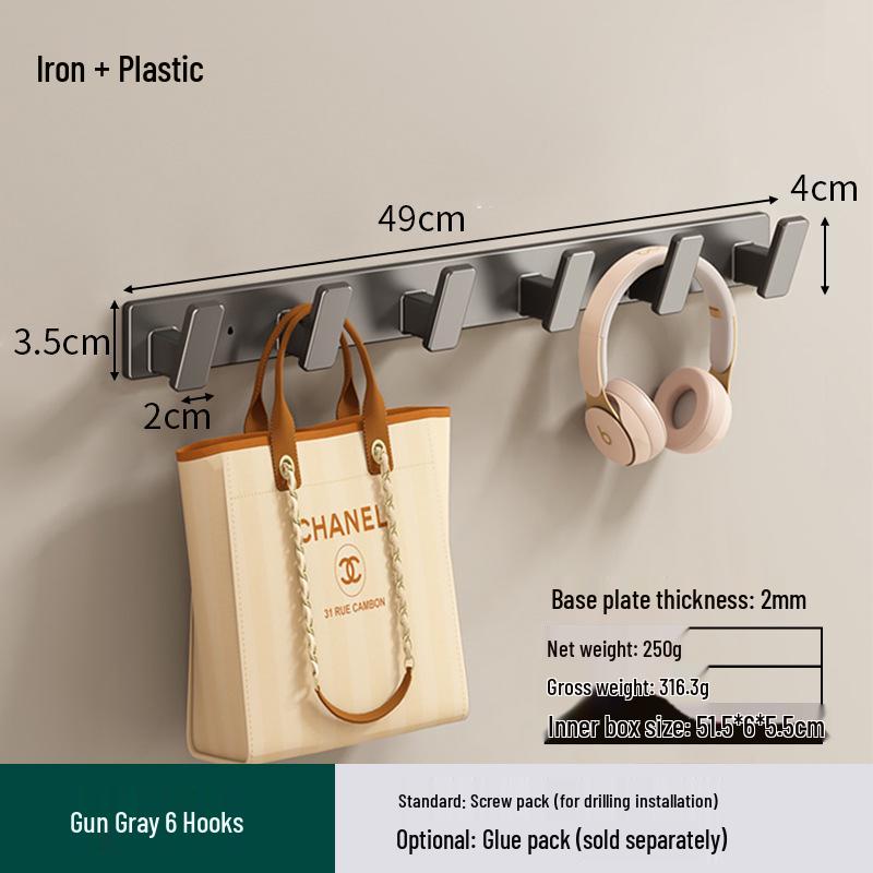 Space Aluminum No-Drill Clothes Hook for Bedroom/Bathroom Doors