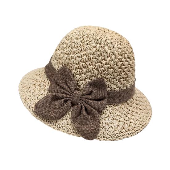 Women Sun Hat, Small Brim Straw Fisherman Hat, with Bow Decor Sun Protection UV Block Hat for Summer Outdoor Travel