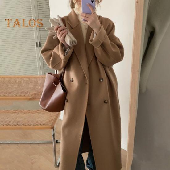 Kvinners ulljakke Langermet jakke med frontlommer Uformelt yttertøy kvinnelig overfrakk for høst og vinter daglig bruk