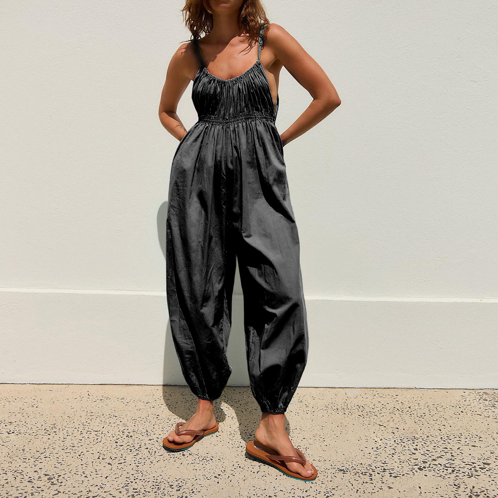 Женский Цветной Комбинезон Без Рукавов С Карманным Жилетом Повседневный Комбинезон L