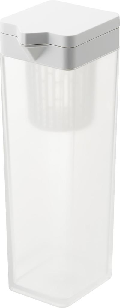 Yamazaki Tower 1.2L Tiltable Water Bottle with Tea Bag Holder, White, 8.5cm W x 10cm D x 27.2cm H, Dishwasher Safe, Barley Tea Pot, 1749