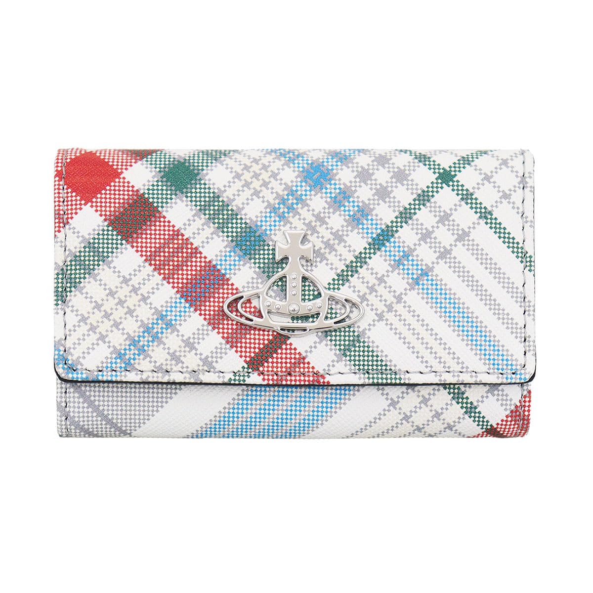 

Ключница Vivienne Westwood Клетка Мадрас Принт Сафьяно Ключница для женщин (51020001U L0057) 4-кольцо [Название бренда] [Б/у]