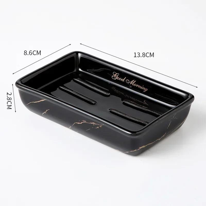 Light Luxury Soap Holder Ceramic Rectangle Household Bathroom Accessories Soap Dish Holders Restroom Organizer Kitchen Storage