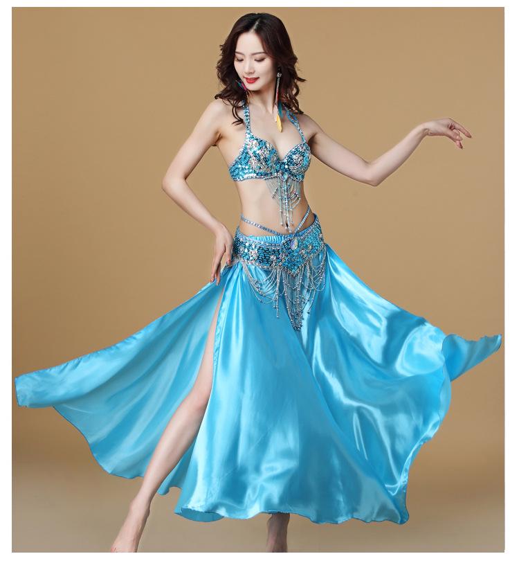 Handmade Beaded Belly Dance Costume Set - Bra & Waistband for Stage or Nightclub