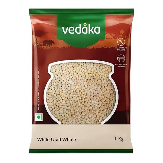 Vedaka Premium Unfilshed White Urad Whole | Естественно богат белком | 1 кг 1kg