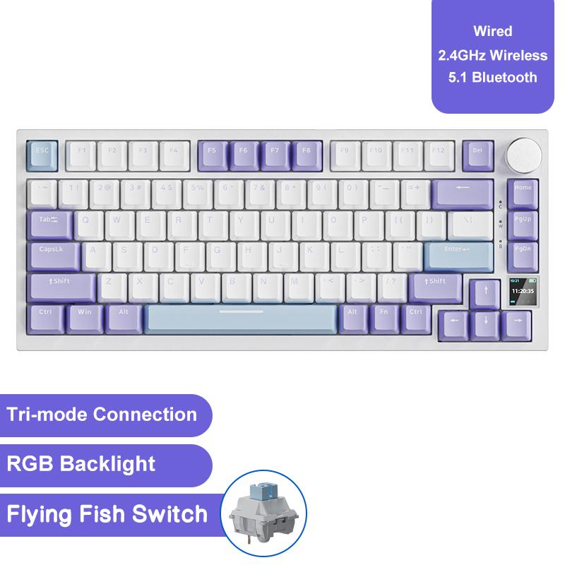 AJAZZ AK820/Pro Wireless Mechanical Keyboard Bluetooth 5.1 2.4G USB-C Wired Swappable RGB Gaming Keyboard Gasket Mount with