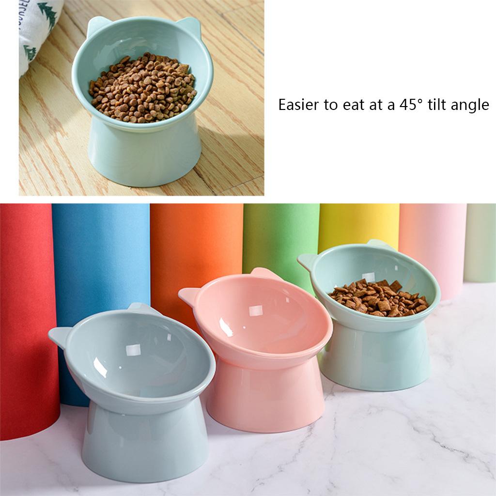 Raised Cats Bowls Small Dog 45° Tilted Dish with Stand Feeders for Dog Cats