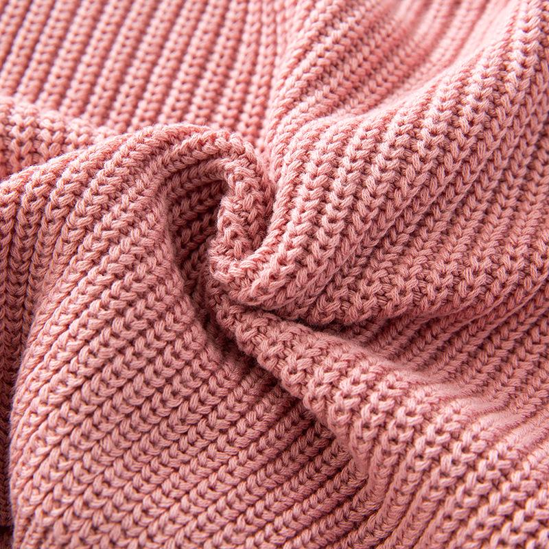 Trendy European & American Girls' Solid Color Knit Sweater - Children's Fashion