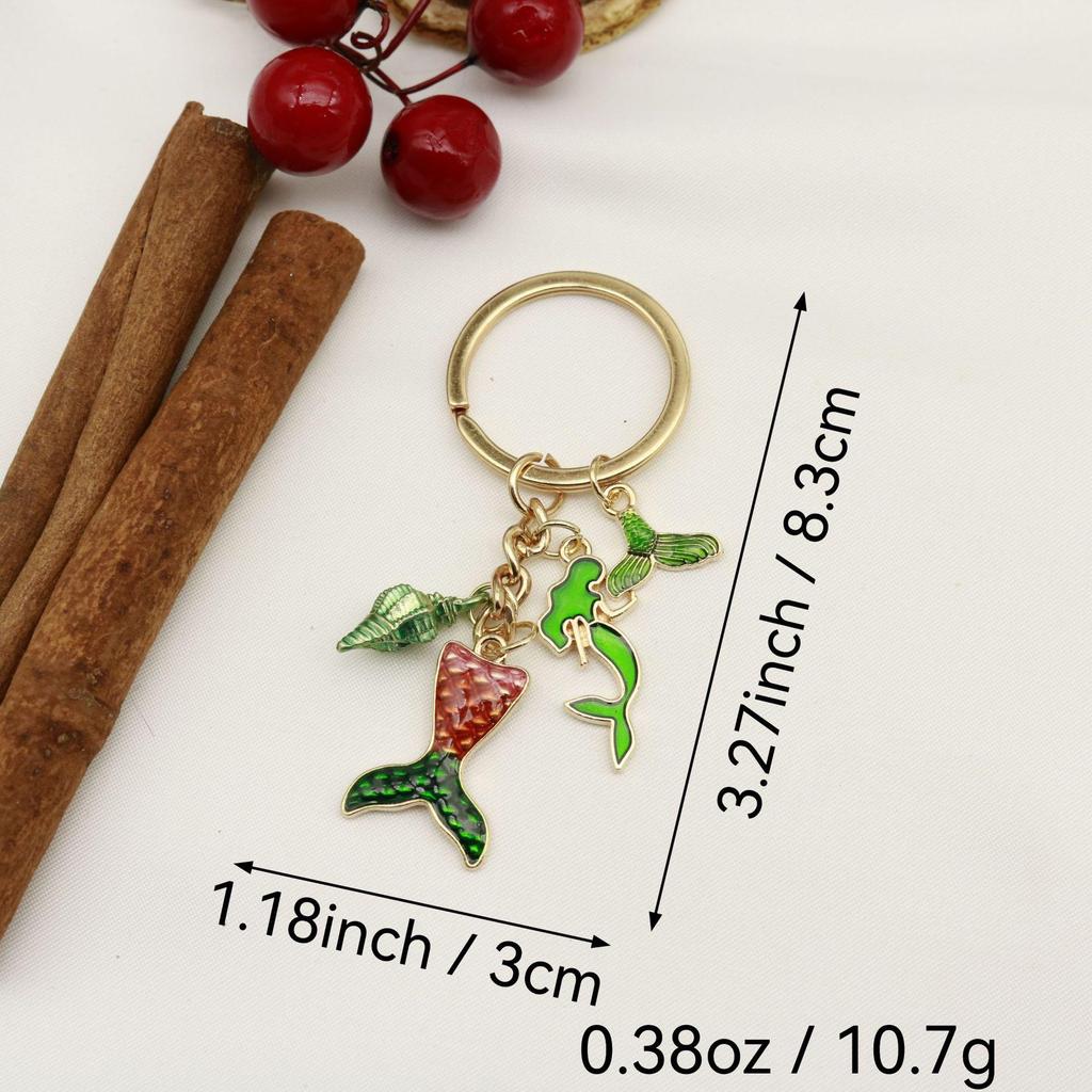 New Ocean Series Mermaid, Starfish & Turtle Keychain - Drip Oil Style for Backpack or Car Pendant